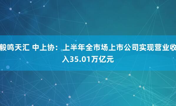 毅鸣天汇 中上协：上半年全市场上市公司实现营业收入35.01万亿元
